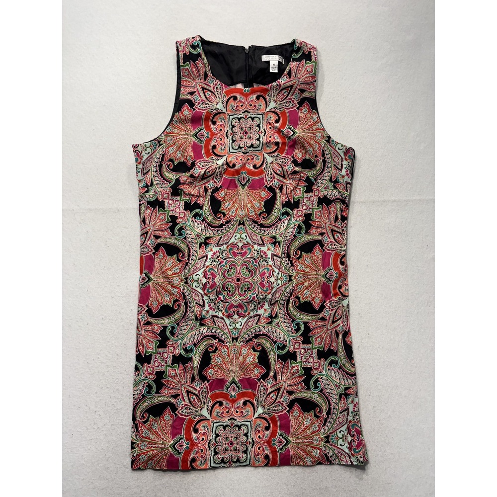 London Style Collection Dress Womens 16 Multicolor Paisley Sleeveless Sheath